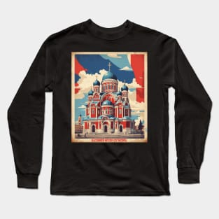 Alexander Nevsky Cathedral Russia Vintage Tourism Poster Long Sleeve T-Shirt